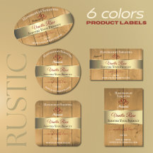 Product Labels Wood Grain Gold Silver Packaging