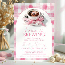 Love Is Brewing Coffee Pink Bow Bridal Shower