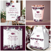 Floral Burgundy And Cream Graduation Class Of 2024