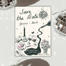 Disco Whimsical Funky Hand Drawn Wedding 