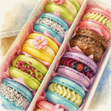 Watercolor French Macarons Sweet Treats Collection