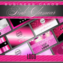 Business Cards Logo Pink Luxe Glam Sparkle Glitter