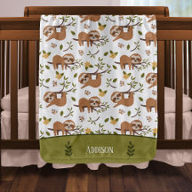 Cute Sloths Sleeping on Tree Branches Kid Pattern