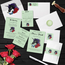 Elegant Sage Black Unicorn Floral Fantasy Wedding