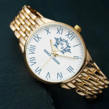 Vintage Style Floral Monogram  White  Navy Letters