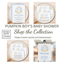 Fall Pumpkin Boys Baby Shower Collection.