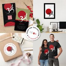 ZEN RED SUN SPIRITUAL OM/AUM MODERN YOGA DESIGN