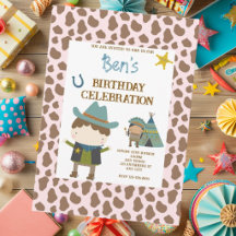 Cute Boys Blue Cowboy Birthday