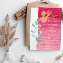 Pink elegant 50 th birthday invitation 