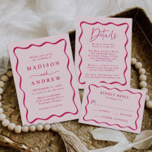 Modern Pink Wavy Frame Wedding Collection
