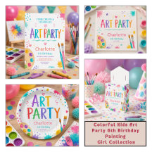 Colorful Kids Art Party 6th Birthday Painting 