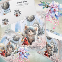 Little kitten with bird.