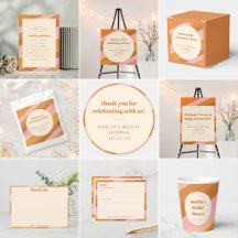 Retro Pink Orange Geometric Stripe Bridal Shower