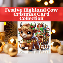 Festive Highland Cow Christmas Card Collection