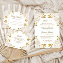 Ivory Floral Gold Islamic Muslim Wedding Suite