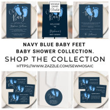 Navy Blue Baby Feet Baby Shower Collection