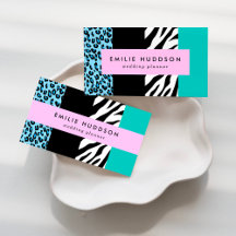 Blue Leopard, Zebra Business Cards Collection