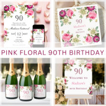 Pink Floral 90th Birthday Collection