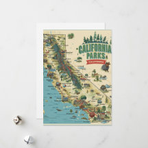 Vintage California Parks Illustrated Map Design