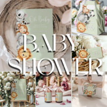 Babyshower Green Tropical Safari Animals