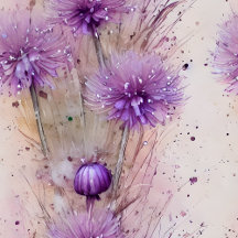 Watercolor Dreamy Pastel Allium Flowers