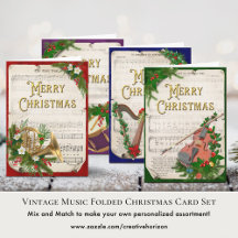 Elegant Vintage Music Christmas Card Assortment