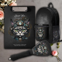 Cute steampunk cat with clocks and gears.