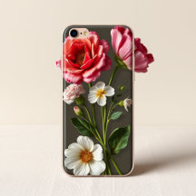 Black background floral phone cases for her