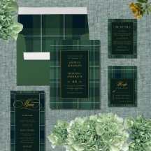 Vintage Tartan Polo Plaid Dark Green Suite