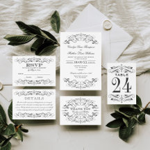 Vintage Black and White Flourish Wedding