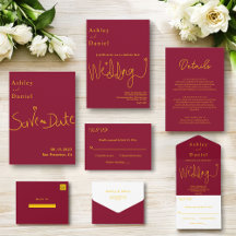 Elegant Burgundy And Gold Luxury Chic Wedding