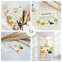 Cartoon Style Dinosaur Baby Shower