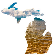 State of Michigan Silhouette Filled Lake Photo