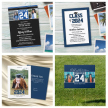 Elegant Navy Blue Graduation Party