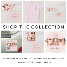 Blush Pink Script Photo Logo Makeup Business Suite