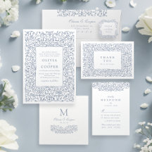 Dusty Blue Vintage Ornate Frame Classic Wedding 