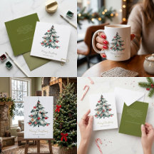 Watercolor Christmas Tree Wine Label Holiday Gifts