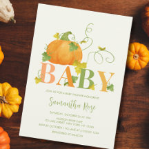 RUSTIC FALL PUMPKIN BABY SHOWER INVITATION