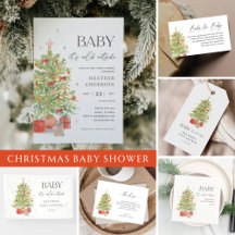 Watercolor Christmas Tree Baby Shower