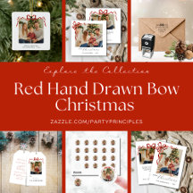 Red Hand Drawn Bow Christmas Collection