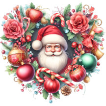  Heart-shaped Santa Claus Floral Wreath 1