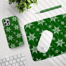White Snowflakes Pattern, Green Collection