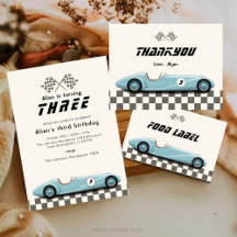 RETRO CHECKERED PATTERN VINTAGE SPEEDSTER BIRTHDAY