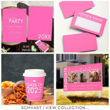 Modern Hot Pink Graduate Student Graduation Party