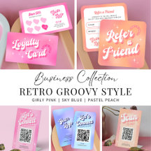 Modern Retro Groovy Peach Pink Beauty Business