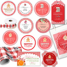 Red Gingham Christmas Holiday Packaging Bundle