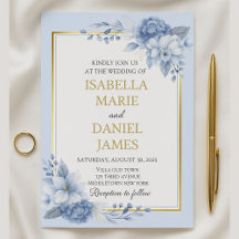 Elegant Dusty Blue and Gold Floral Wedding 