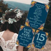 Groovy Orange Flowers on Deep Blue