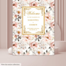 Blush Ivory Gold Floral Wedding Backdrops 193W