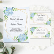 Geometric Blue Hydrangea Bridal Shower Suite